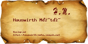 Hauswirth Máté névjegykártya